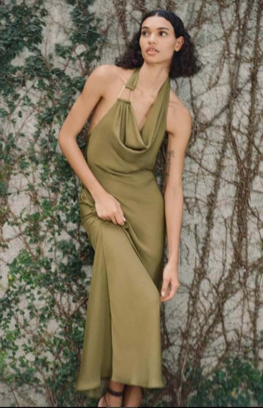 Zara Satin Effect Midi Dress Size M